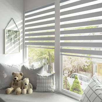 

Double-layer Zebra Blinds Waterproof Fabric Aluminum Alloy Dustproof Cover Blinds For Office Bathroom Multi-Color Custom Size