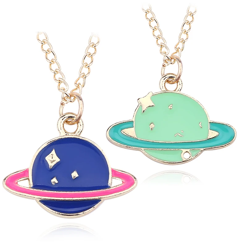 

Trendy DIY Planet Pendant Colorful Earth Saturn Planets Necklaces&Pandants Cartoon Gold Chains Jupiter Necklace DropShipping