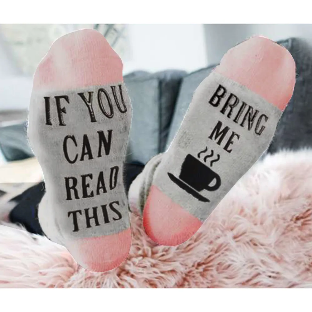 Men Women Funny Socks words printed socks If You can read this Bring Me a Beer Cotton casual socks unisex socks Drop ship