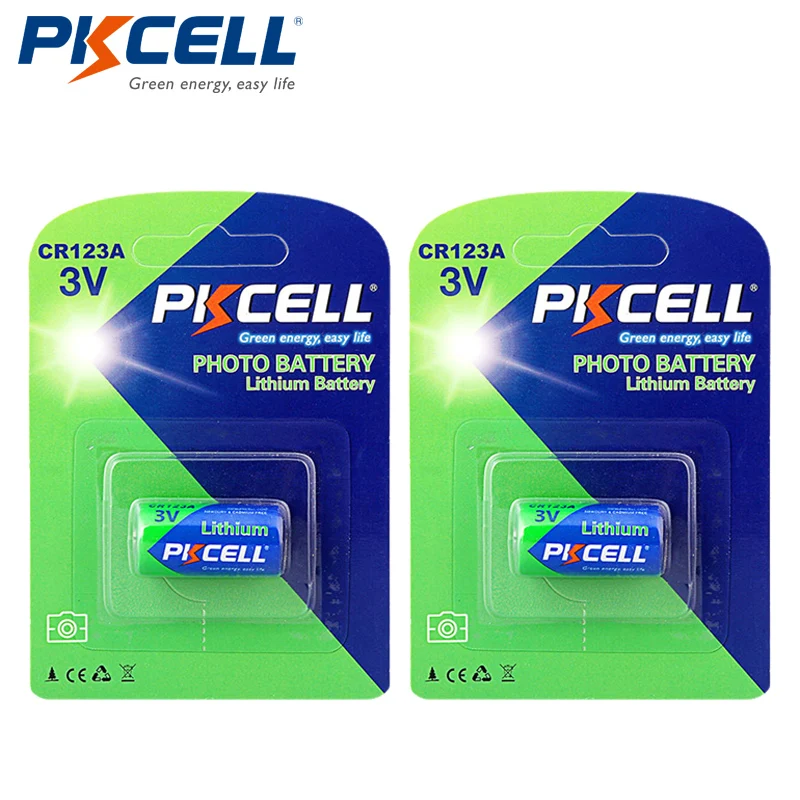 2 батареи PKCELL 2/3A 16430 CR123A CR17345(CR17335) 1500 мАч 3 в литиевые батареи|battery sleeve|battery grip canon