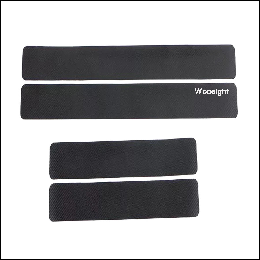 4Pcs Car Styling Carbon Fiber Car Door Pedal Stickers Plate Door Sill Panel Protector Stickers (3)