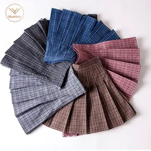 Юбка для юных девушек, плиссированные клетчатые юбки, Женская клетчатая юбка с высокой талией, Harajuku, для танцев, корейский стиль, милые короткие мини-юбки