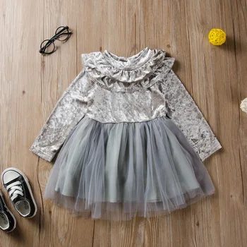 

Beautiful Baby Girl Clothes Folds Mesh Pure Color Dress Princess Dress Children Lucky Clothes 2-7Y