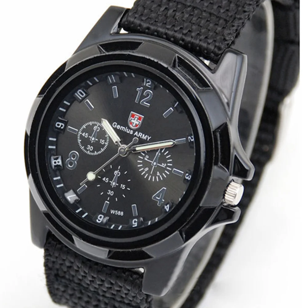 

Men Casual Wristwatch Soldier Military Army Men 's Sport Style Canvas Belt Quartz Wrist Watch For Male