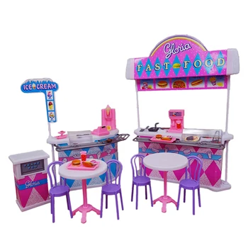 

For Barbie Furniture Kitchen Burger Fast Food Restaurant Doll House Girl Birthday Gift DIY Toys Accessories Sets for 1/6 Doll