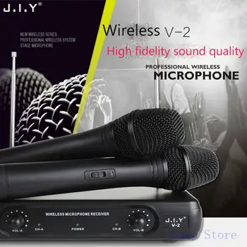 

JIY HIFI Wireless Microphones Professional dual Handheld Wireless Microphones Mic Receiver System for disco KTV karaoke computer
