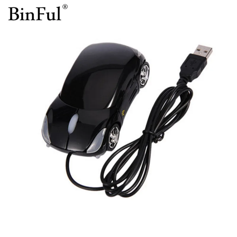 BinFul новая 3D оптическая USB Проводная мышь 1600 dpi Автомобильная форма для ПК ноутбук компьютер черный автомобиль-Стайлинг мышь