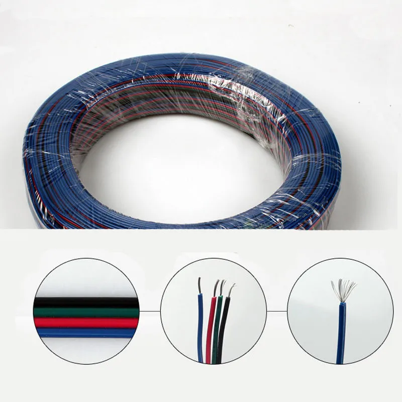 

10M/lot 4 pins RGB extension flat cable wire cord for 5050 LED RGB Strip and RGB modules,led accessory,joint connection wire
