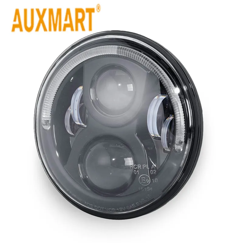 

Auxmart 7" 36W Round LED Projector Headlight W Halo Ring Angel Eye Hi-Lo beam H4 canbus harness 12V/24V For Touring Softail