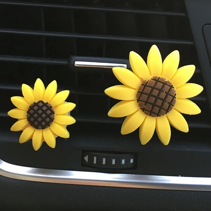 JOORMOM 2 шт. автомобильный Кондиционер на выходе солнцезащитный цветок духи клип Твердый бальзам ароматерапия украшение автомобиля - Название цвета: sunflower