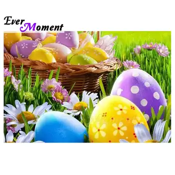 

Ever Moment Diamond Painting Mosaic Easter Day Eggs On Grass Decoration For Home Full Square Drill Diamond Embroidery 3F604