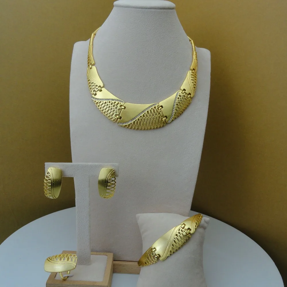 

Yuminglai 2019 Dubai Luxury Jewelry Set African Fashion 24k Plated Gold Ladies Jewelries FHK5898