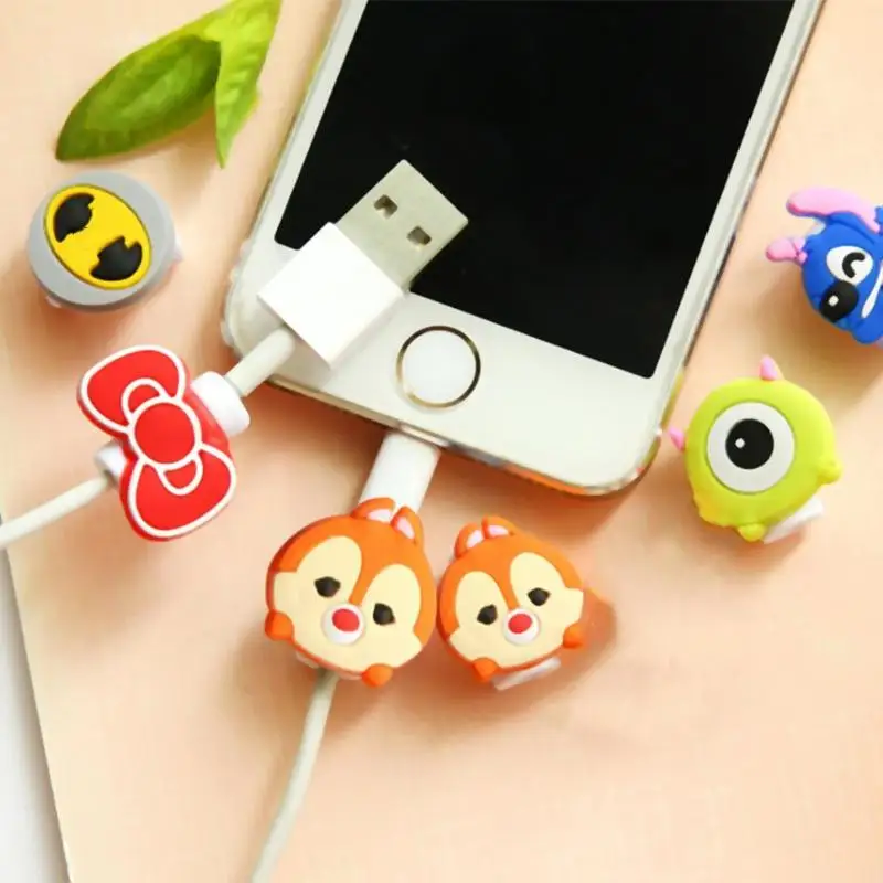 Home Office Storage USB Cable Desktop Cartoon Cable Winder Wire Organiser Phone Holder Data Line Protective Cover Storage Rack