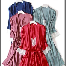 Пижама женская весна/лето Сексуальная шелковая Холтер платье два комплекта с длинными рукавами тонкая шелковая домашняя одежда