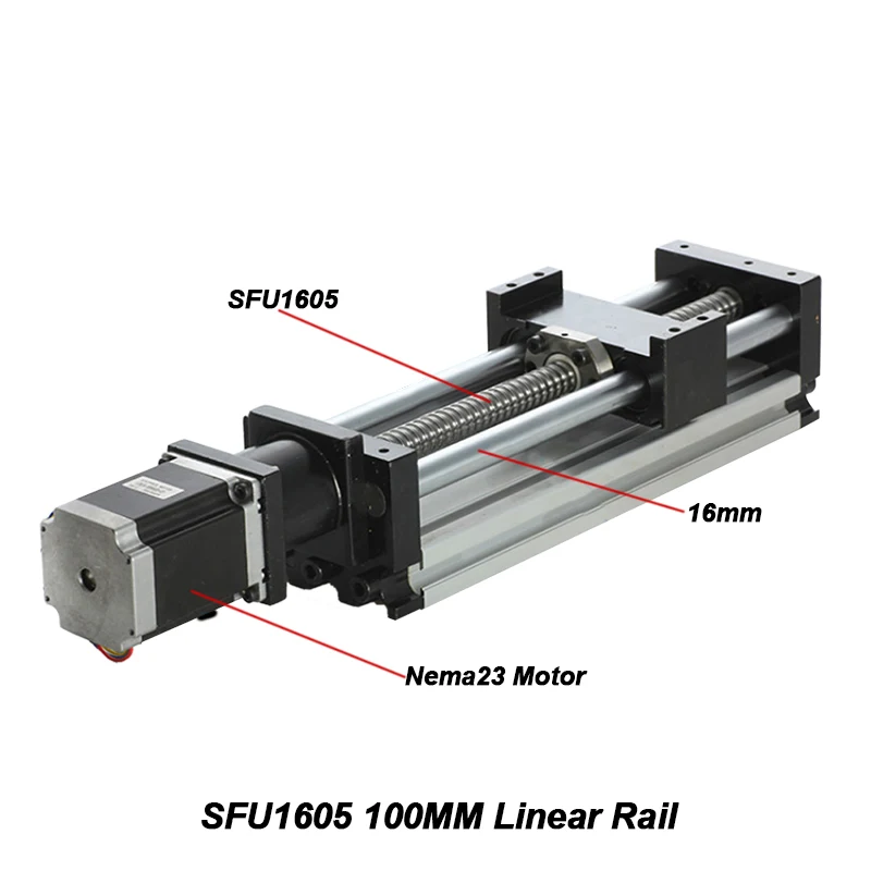 

SFU1605 Linear Guide Rails 100mm Effective Stroke Travel Length Module Table Ball Screw Rail Guide With Nema23 Stepper Motor