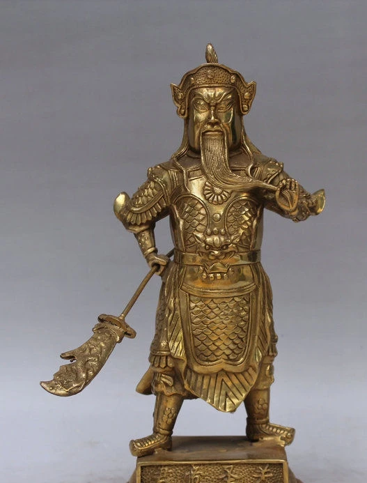 11 &quotКитайский знаменитый главный латунный меч Guan Gong Yu Warrior God Stand Statue | Дом и сад