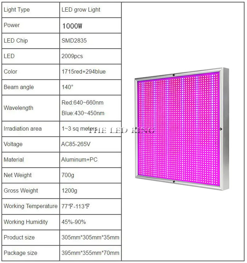 Завода светать 800 W 1200 W 1600 W завод растет Панель свет Гидропонные лампы AC85-275V SMD2835 для цветущих растений Крытый расти поле