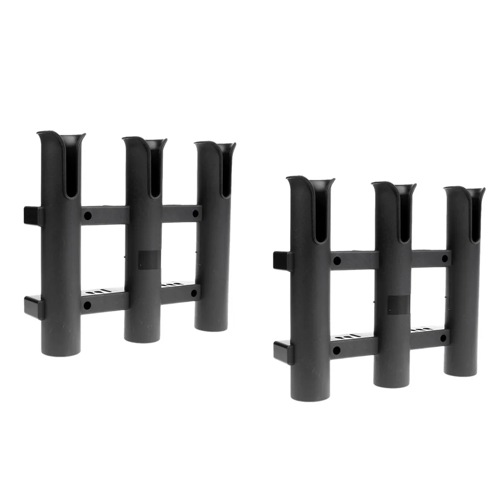 2 Pieces Black Plastic Boat Fishing 3 Link Rod Holder Vertical Tube Mount Pole Rest Socket Rack Pliers Lure Storage Organiser