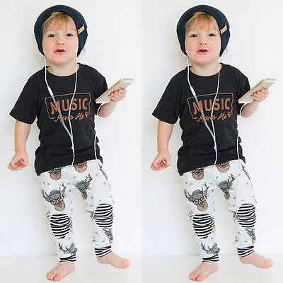 

Baby Boys Kids T Shirt Tops Pants Sets Clothes Short Sleeve Tees Outfit Set Clothes Summer