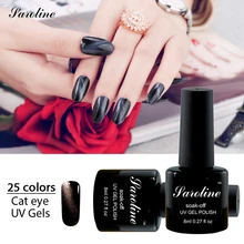 Saroline UV Soak Off 3D Cat Eyes Glitter Chameleon Nail Gel Polish need to use Black Base Gel Magnet Effect Sticker