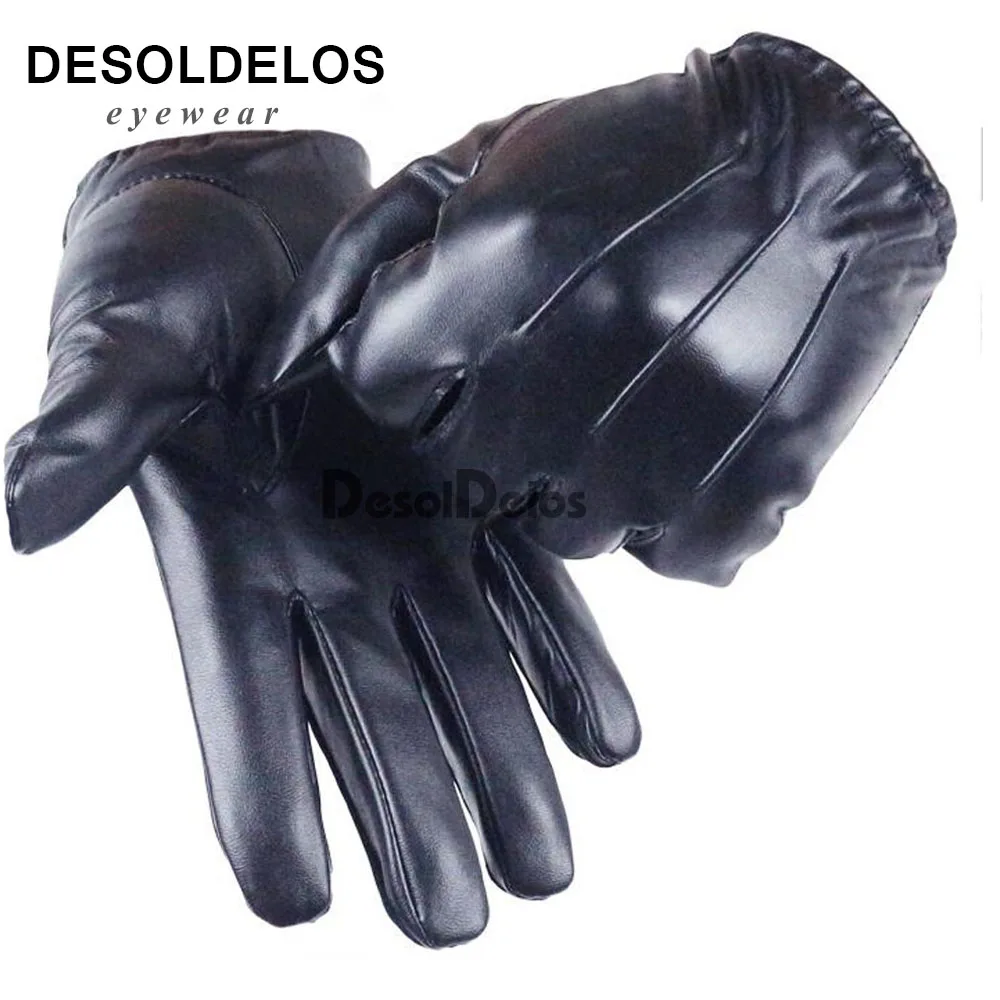 Новые мужские Роскошные зимние теплые перчатки из кашемира для вождения из искусственной кожи, тактические перчатки черного цвета, Прямая, высокое качество