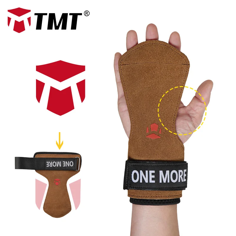 TMT Adjustable Wrist Support Grips Leather Palm Protectors Hand Guards