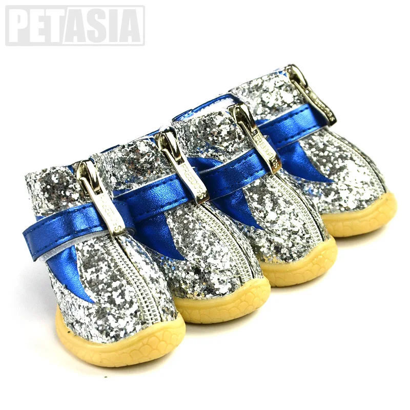 Winter Dog Shoes Shining Reflective Boots Warm adjustable Non Slip 4Pcs/Set XS XL Shoes For Small Medium Dogs Pet Puppy PETASIA