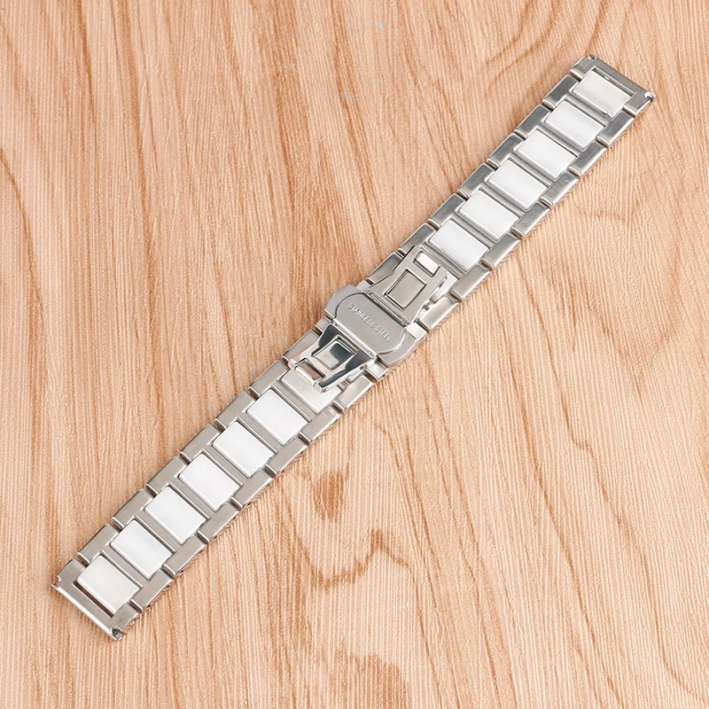 Роскошные Нержавеющая сталь/Керамика Band наручные часы ремешок 18 мм 20 мм Серебряный Замена Браслет Регулируемый браслет + 2 Весна баров