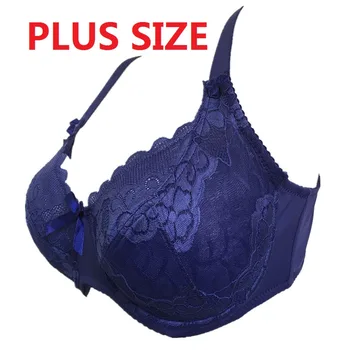 

Plus size Underwired Non-padded Ultra thin Sexy Full Lace Coverage Big Cup Volumn Bra 80-105 E/F Cup Bra H188-2
