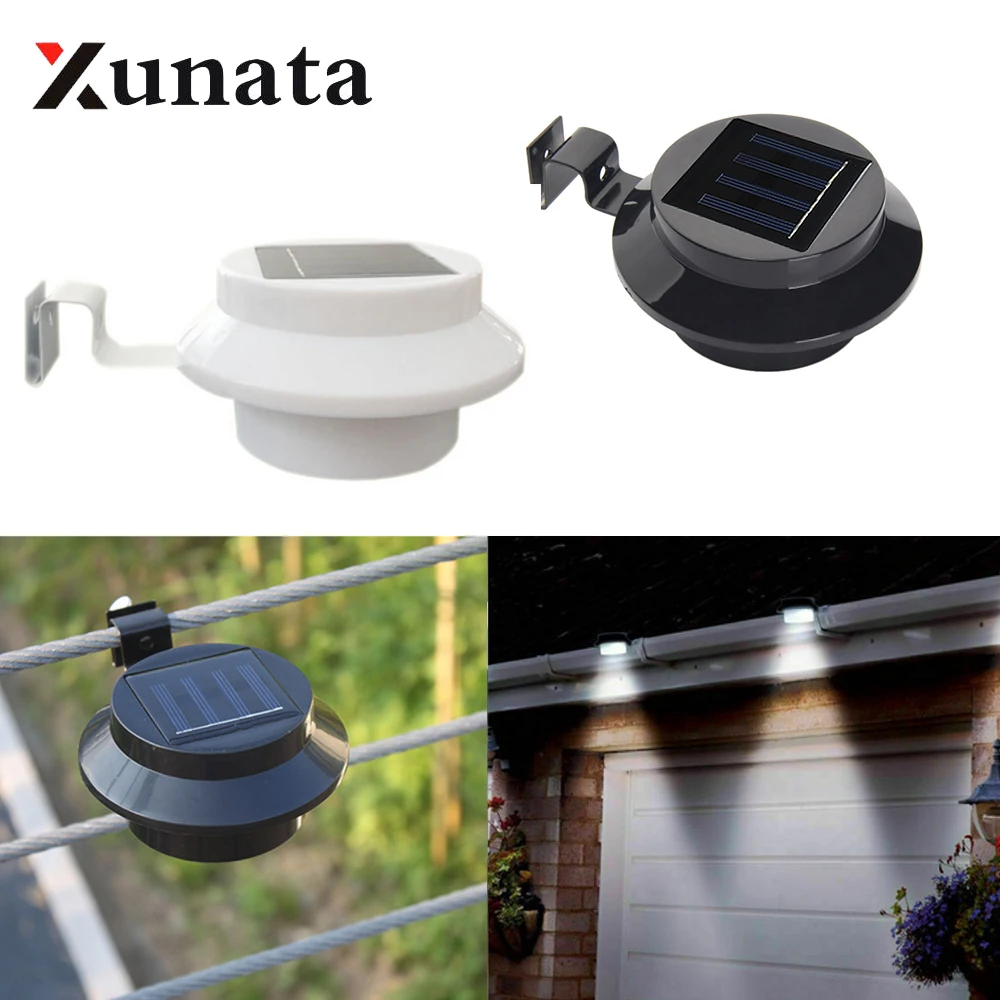 

1PC LED Solar Power LED Gutter Spot Light Outdoor Garden Fence Shed Roof Lamp White Balck Shell Solar Sink Light