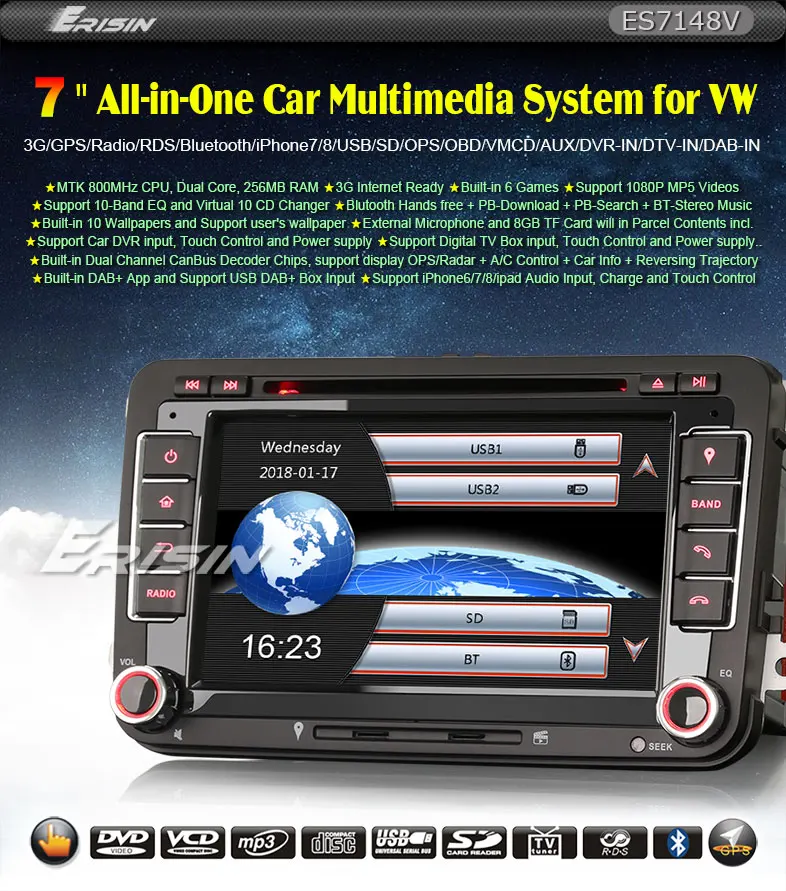 Erisin Es7148v 7 Car Stereo Dvd Player Gps 3g Dab System For Vw Jetta Golf Skoda Seat Car Multimedia Player Aliexpress Erisin Es7148v 7 Car Stereo Dvd Player Gps 3g Dab System For Vw Jetta Golf Skoda Seat Car Multimedia Player Aliexpress