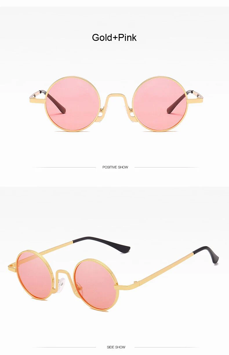 Металлические стимпанк Солнцезащитные очки для мужчин и женщин, модные круглые очки, фирменный дизайн, ретро оправа, Винтажные Солнцезащитные очки для мужчин, высокое качество