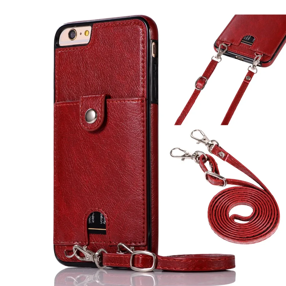 

Vintage PU Leather Back Cover for Samsung S10 Plus S9 S8 S7 Wallet Case for iPhone Xs Max XR X 6 6S 7 8 Plus Case With Strap