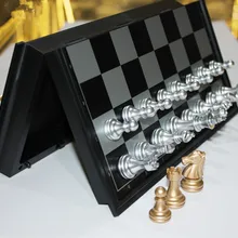 Магнитный портативный набор пластиковых шахмат золото и серебряная доска путешествия стол семья игры 25 см* 25 см легко носить с собой международный