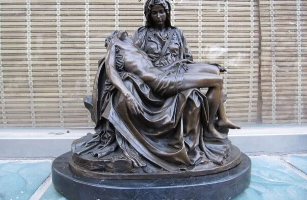 

150401 S1127 Western Art Jesus and goddess Bronze Base on Marble Statue discount 30% (C0324)