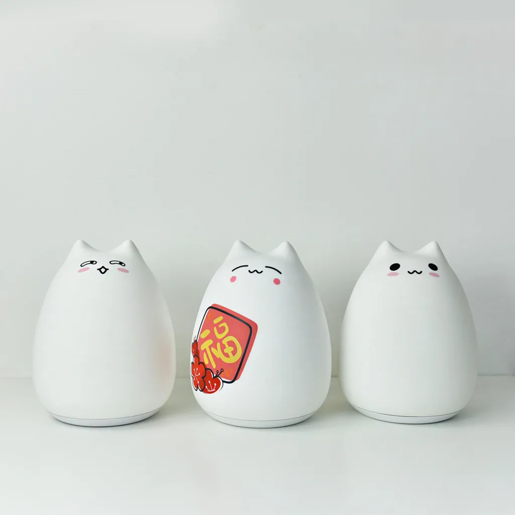 Милый ночник с большим котом USB светодиодный светильник для украшения спальни