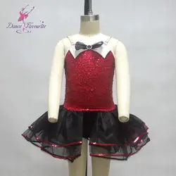 Красный блесток лиф Юбка для танцев для девочек/ребенок Балетные костюмы сцены танцевальное шоу с юбкой-пачка для танцев cosutme