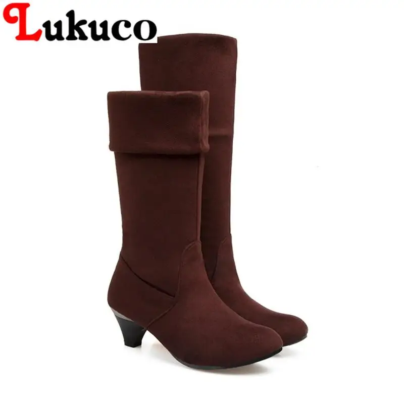 

2018 New retro style mid-calf slip-on women boots plus size 37 38 39 40 41 42 43 44 45 high quality real pictures free shipping