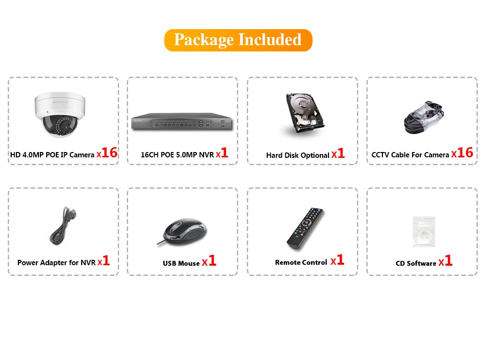  16CH 2MP 4MP 5MP POE NVR CCTV Sistema de Seguridad 16 Uds IR al aire libre grabación de Audio inter