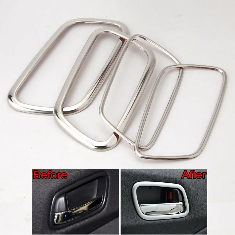

BBQ@Fuka 4pcs Stainless Steel Car Inner Door Handle Bowl Frame Cover Trim For Honda CRV 2012-2015 Car interior decals