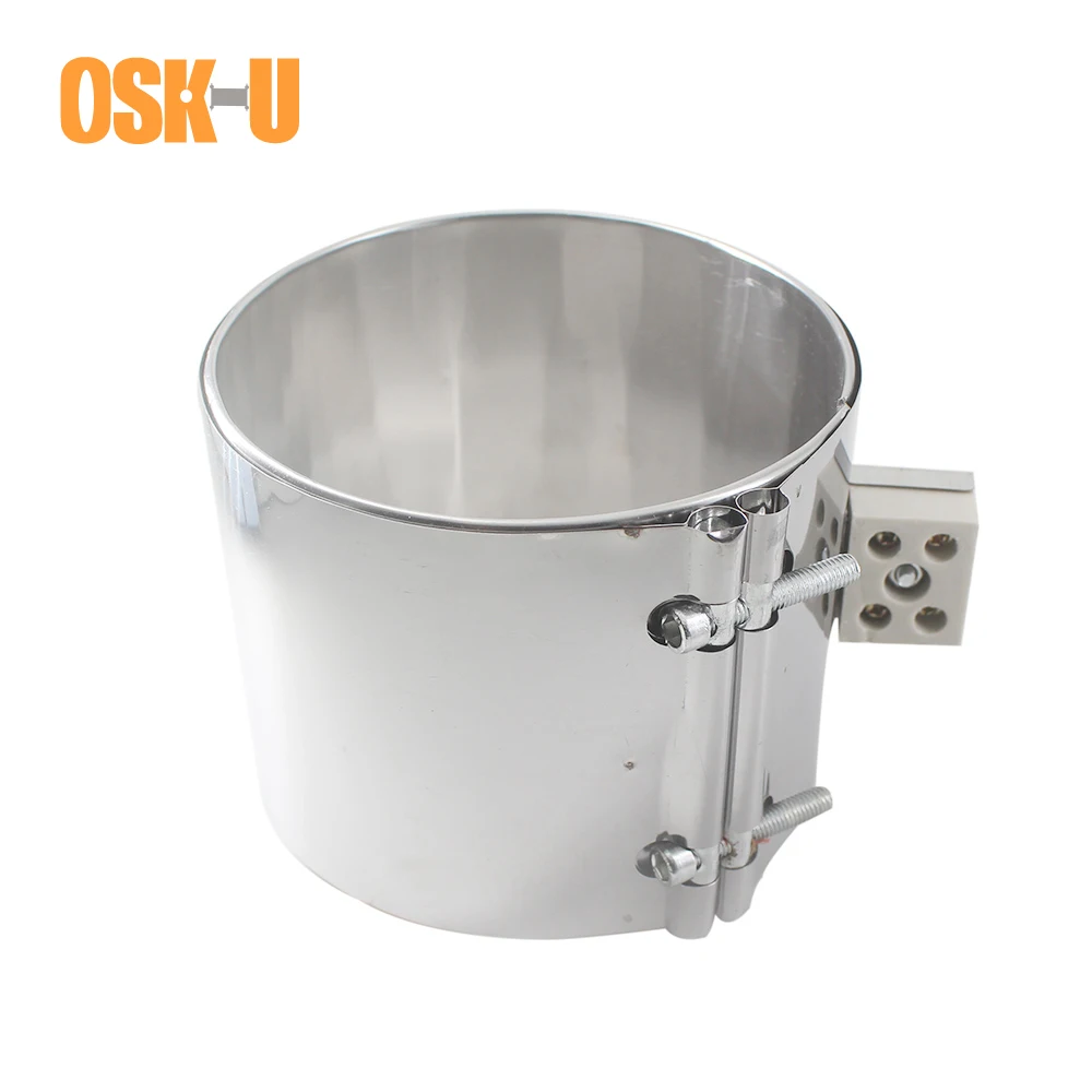 Aquecedor Elétrico com Faixa de 120 mm Diâmetro Interno 100 110 120 mm Altura Aquecimento Cerâmico Potência 1100 1200 1350w Aço Inoxidável