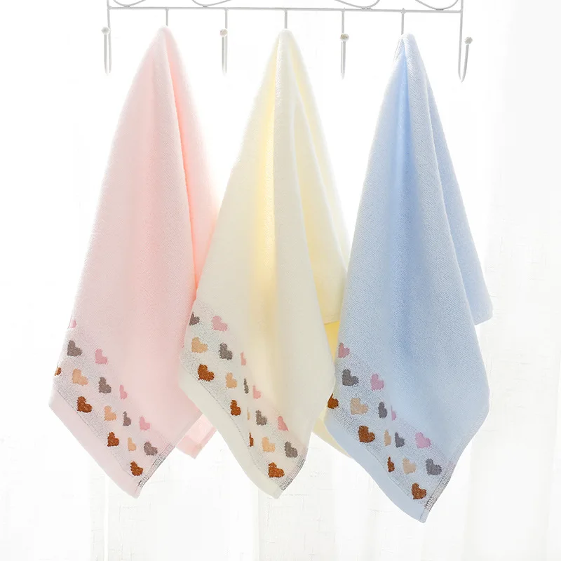 

2018 cotton towel peach heart 32 yarn jacquard broken file towel can be customized processing embroidery LOGO 3 Color for Family