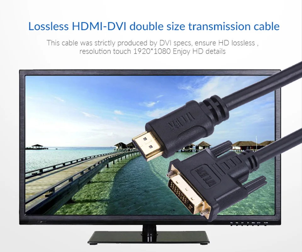 Unnlink Кабель HDMI-DVI 24+ 1 DVI D 2m 3m 5m 8m 10m FHD 1080P@ 60Hz HDMI-DVI DVI-D конвертер адаптер для Светодиодный ТВ-монитора