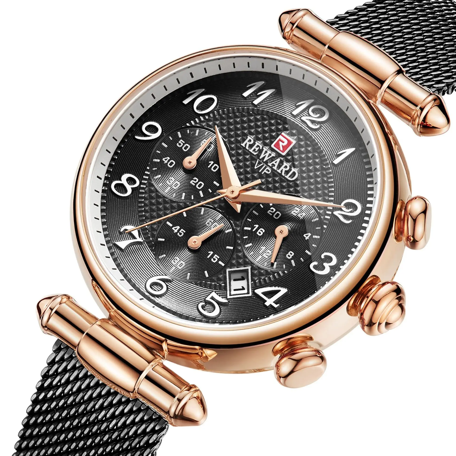 

2019 New Luxury Women's Six-pin Multi-function Female Watches Women Waterproof Quartz Calendar Wrist Watch Steel Mesh Strap