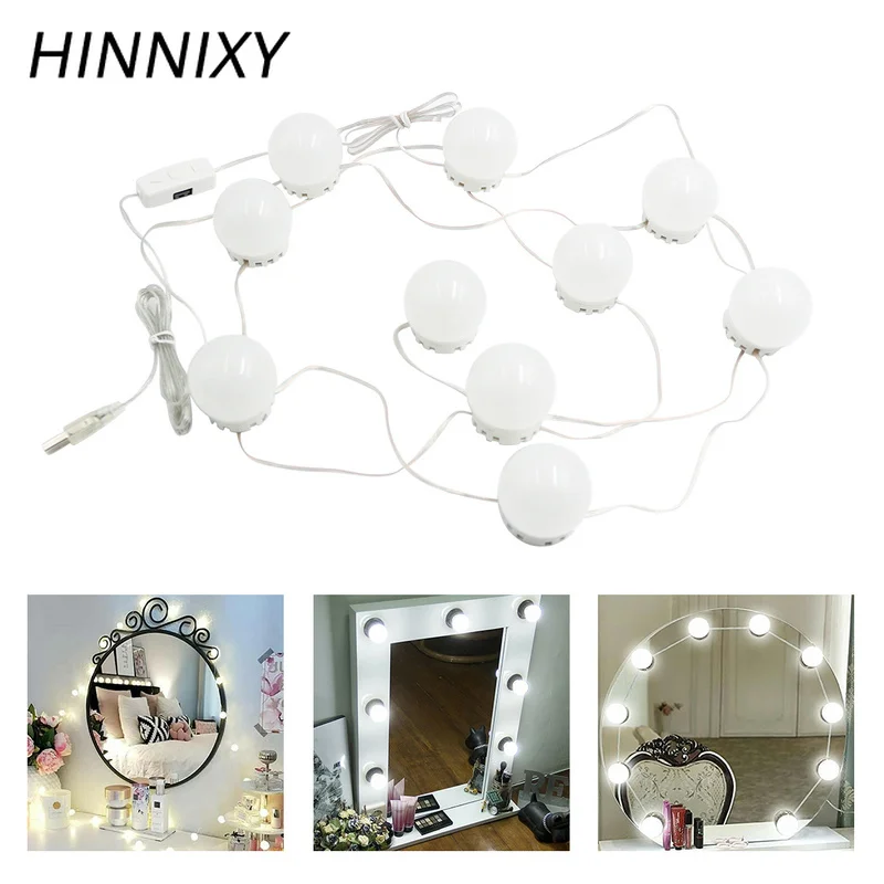 

Hinnixy Makeup Mirror Vanity LED Light Bulbs Cold White USB Dimmable Dressing Table With Switch Decor Wall Lamp Brightness light