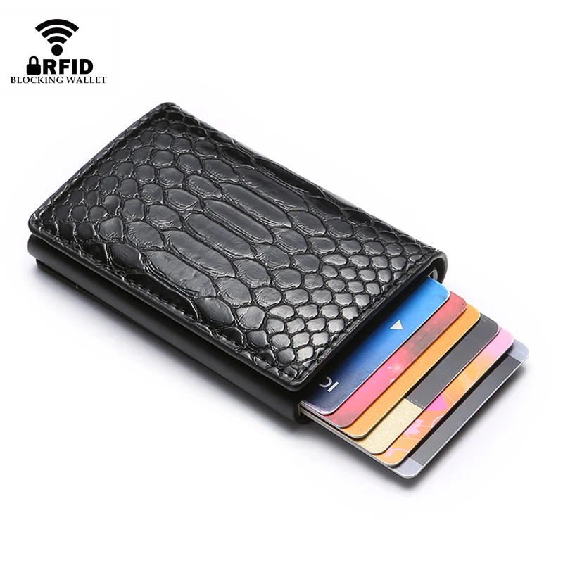 DIENQI Rfid الذكية الرجال محافظ حقيبة المال السحر Trifold البسيطة ضئيلة محفظة الذكور صغيرة محفظة جلدية رقيقة المحافظ المعادن فليت Walet