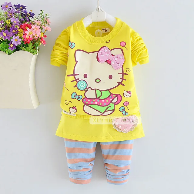 2015 New Spring autumn Hello Kitty baby girl clothes kids, toddler girl