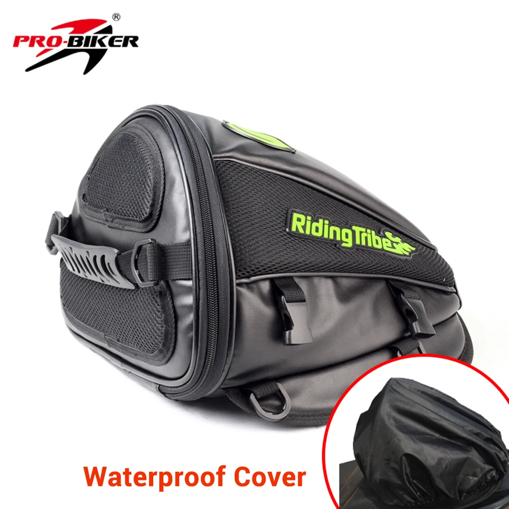 ANKILE Universal Luggage PU Leather Bag Black Motorcycle Saddle Bag Storage with 2 Mounting Straps 