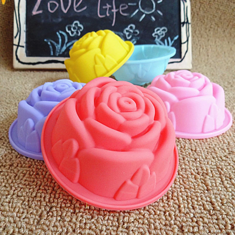 

5pcs Multi-color Silicone Cupcake Liners Mold Muffin Cases Rose Shape Cup Cake Tools Bakeware Pastry Tool,8CM,Random Color,MF126
