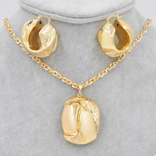 Солнечный драгоценности себе Роскошные большие ювелирные наборы обруч для Для женщин серьги кулон Медь рисунок лица для вечерние Для женщин Мода